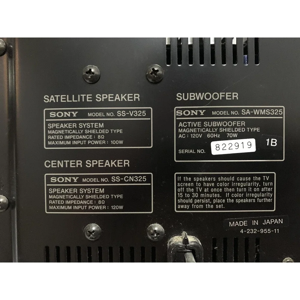 SONY SA-WMS325 ACTIVE SUBWOOFER HOME CINEMA SOUND SYSTEM, WITH 5 SPEAKER SET